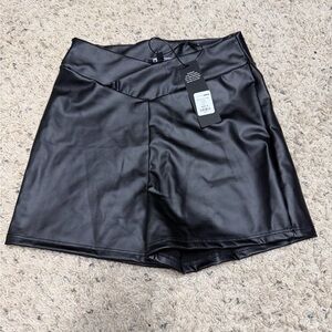 Fashion Nova High-Waist Faux Leather Shorts - Black